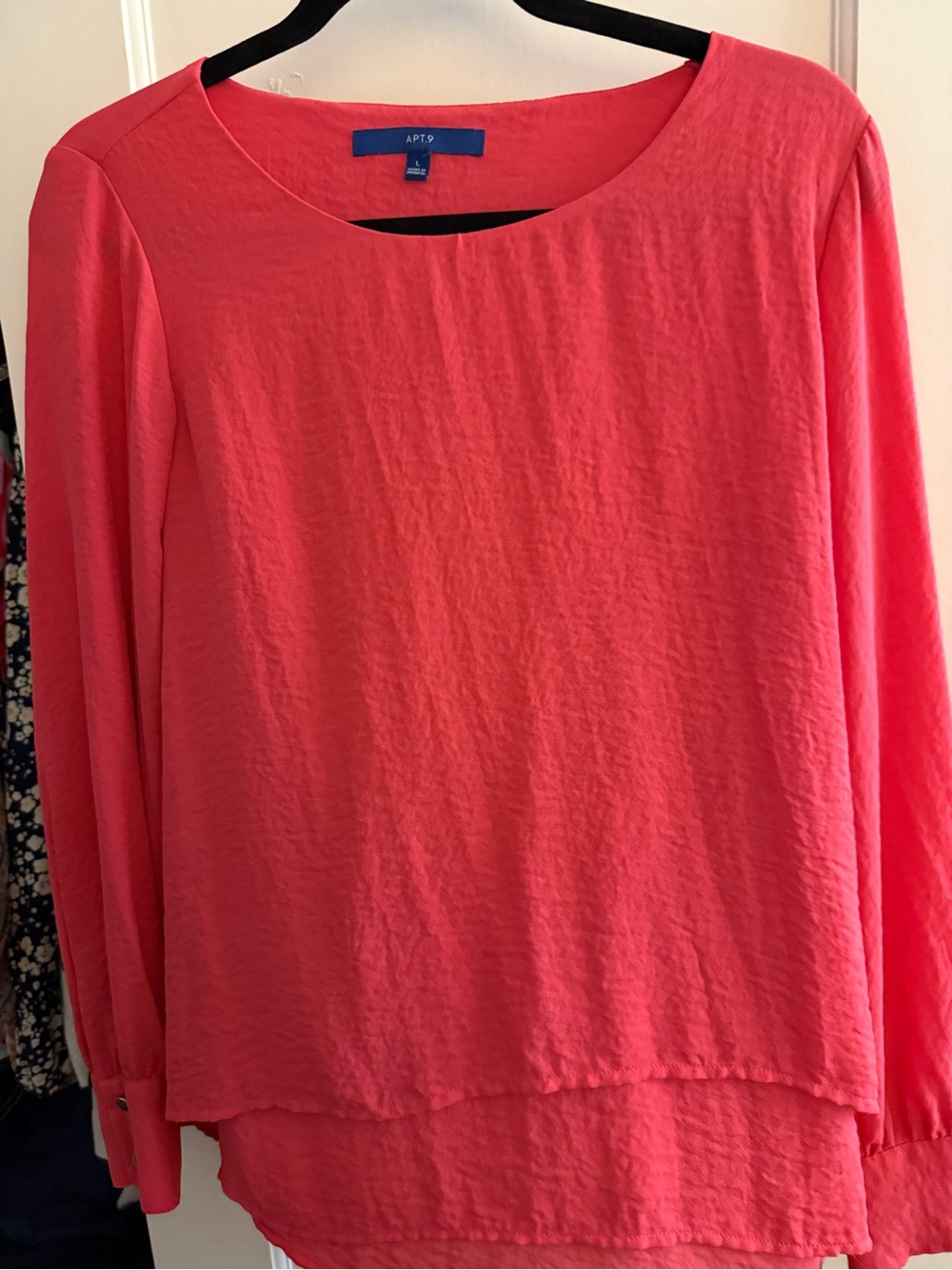 Apt. 9 Coral Pink Layered Long-Sleeve Blouse